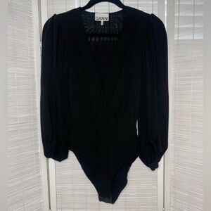 Ganni Balloon Sleeve Jersey Bodysuit
